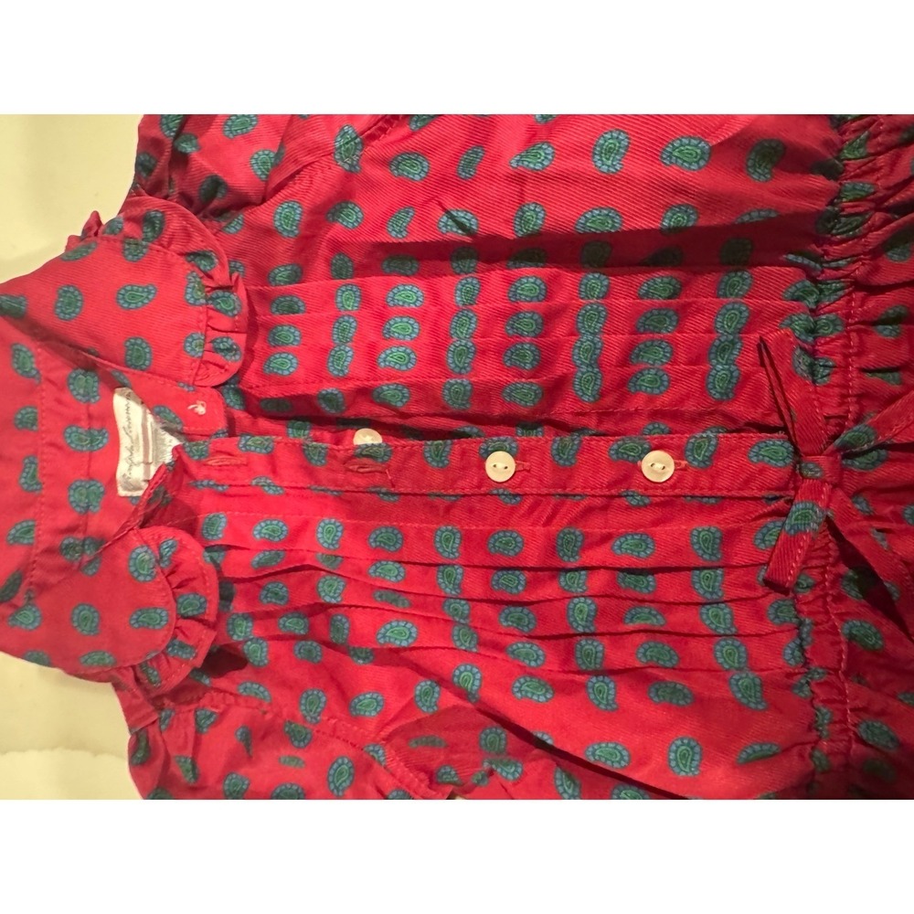 Ralph Lauren Baby Girls Red Paisley Ruffle Collar Long Sleeve Dress 9M